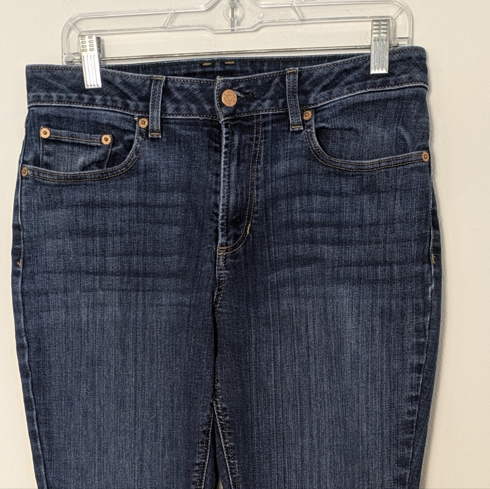 L.L Bean Women's Flex Straight Leg Favorite Fit Jeans Size 12 Petites Blue EUC - Picture 14 of 15